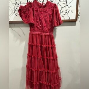 Ivy City Co Red Floral Midi Dress